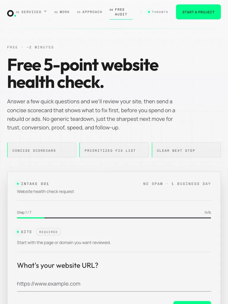 OHM Labs health check page on a tablet.